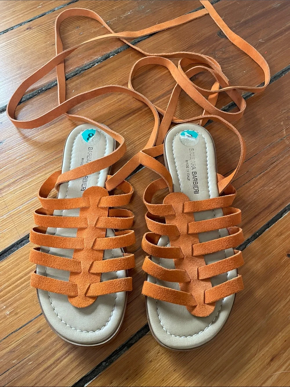 Lace-Up Orange Suede Gladiator Sandals